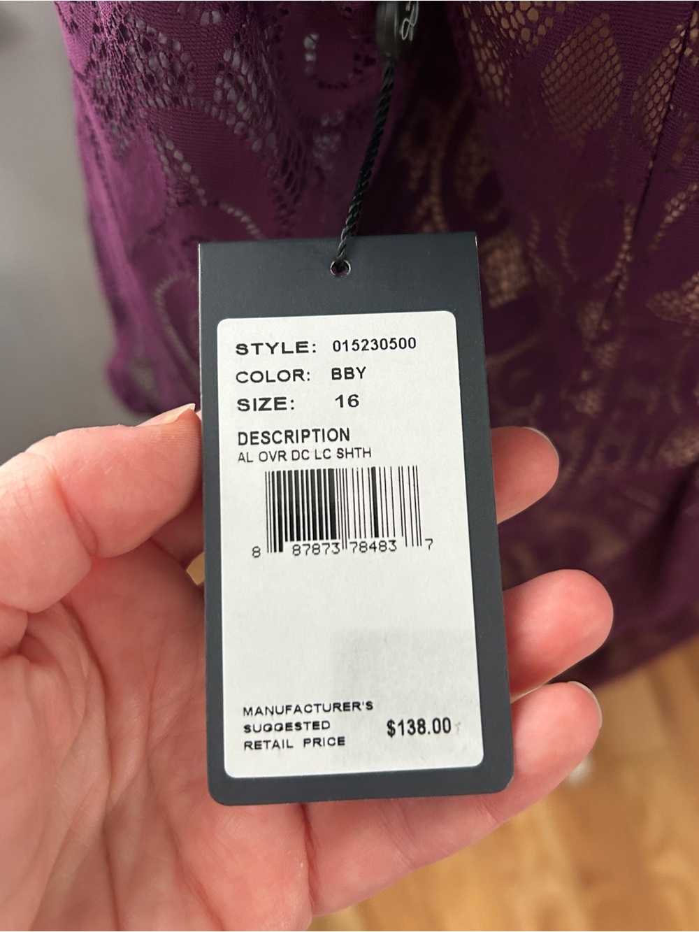 NWT Adrianna Papell Allover Lace Sheath Dress Berry Purple Nordstrom Size 16 - Picture 6 of 10